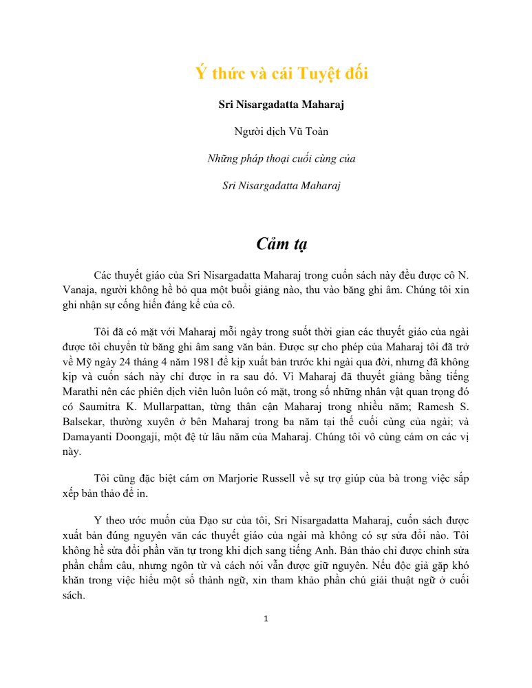 Ý thức và cái Tuyệt đối