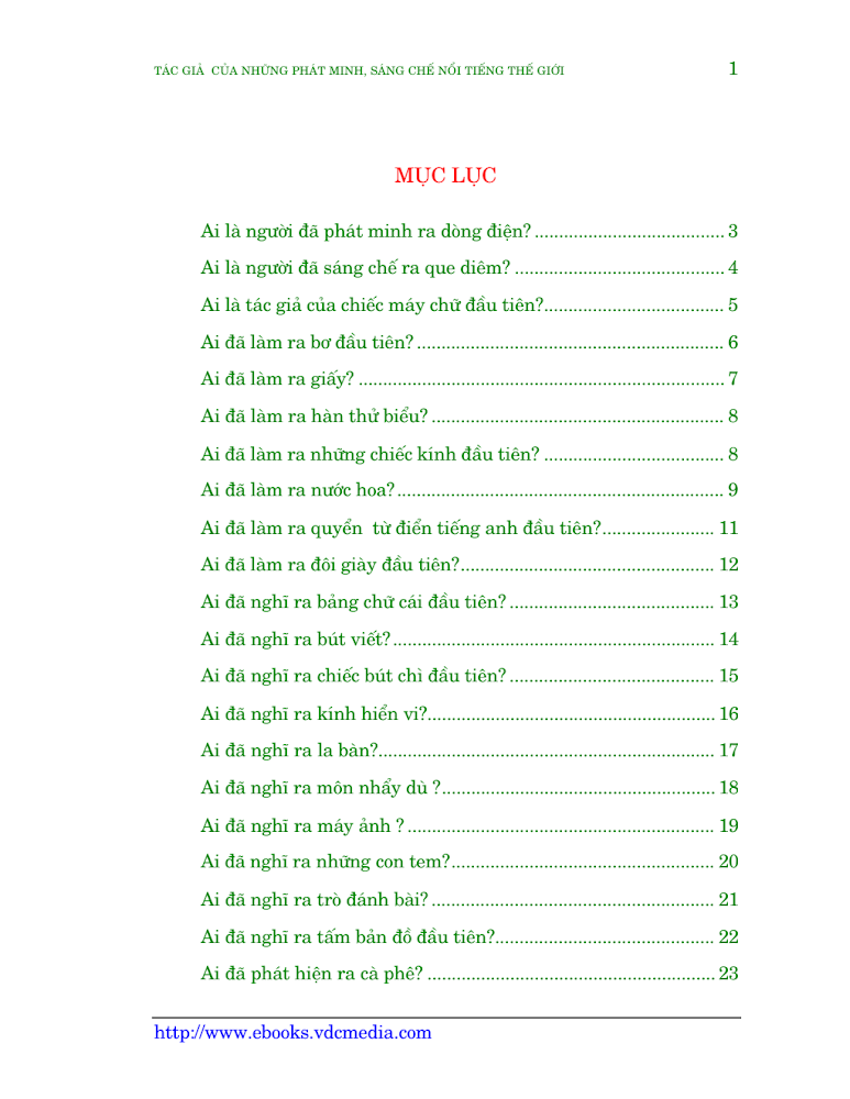 TÁC GIẢ CỦA NHỮNG PHÁT MINH, SÁNG CHẾ NỔI TIẾNG THẾ GIỚI